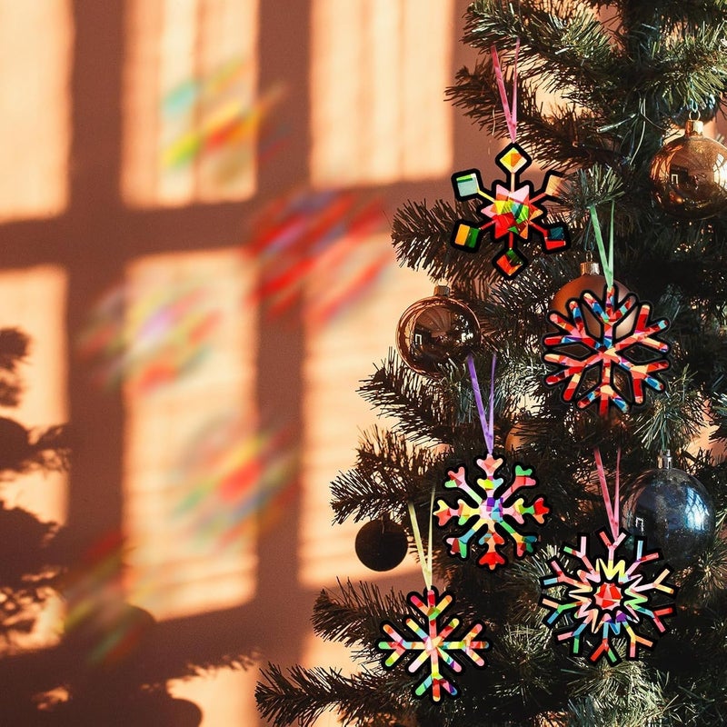 EggSun 36 Sets Christmas Snowflake Suncatchers Craft Kit for Kids Ornaments Stained Glass Effect Window Arts and Crafts Kit for Classroom Holiday Birthday Projects Home Favors Decorations Ages 4 8 12 - Image 4